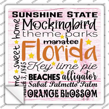 Florida Motto Novelty Square Sticker Decal Small