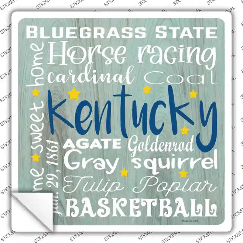 Kentucky Motto Novelty Square Sticker Decal Small