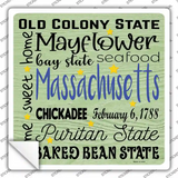 Massachusetts Motto Novelty Square Sticker Decal Small