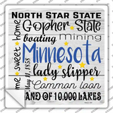 Minnesota Motto Novelty Square Sticker Decal Small