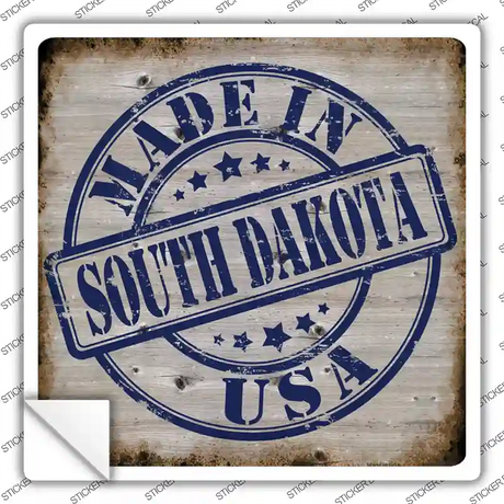 South Dakota Stamp On Wood Novelty Square Sticker Decal Small