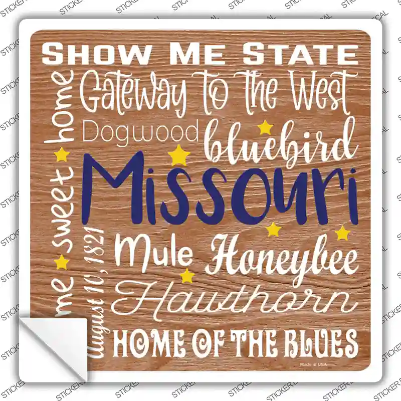 Missouri Motto Novelty Square Sticker Decal Small