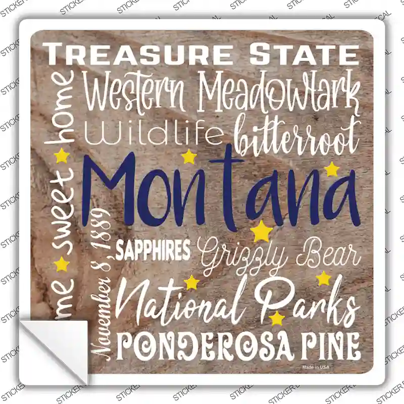 Montana Motto Novelty Square Sticker Decal Small