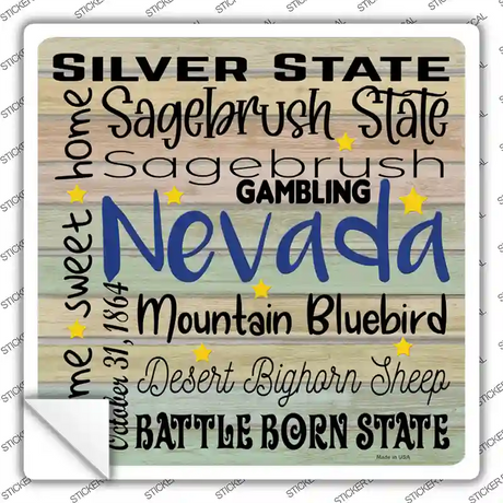 Nevada Motto Novelty Square Sticker Decal Small