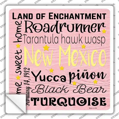 New Mexico Motto Novelty Square Sticker Decal Small