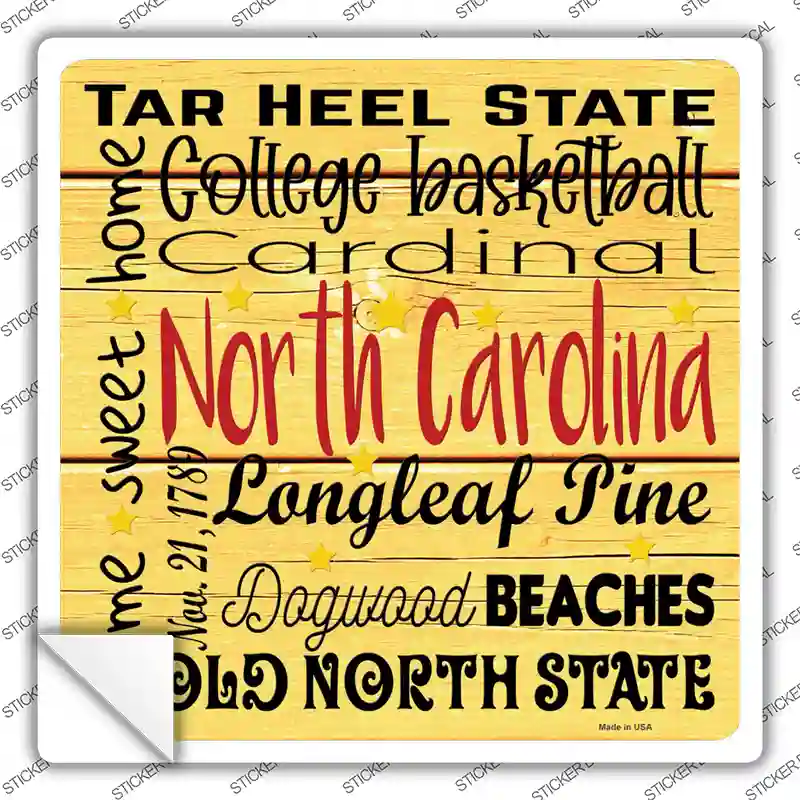 North Carolina Motto Novelty Square Sticker Decal Small