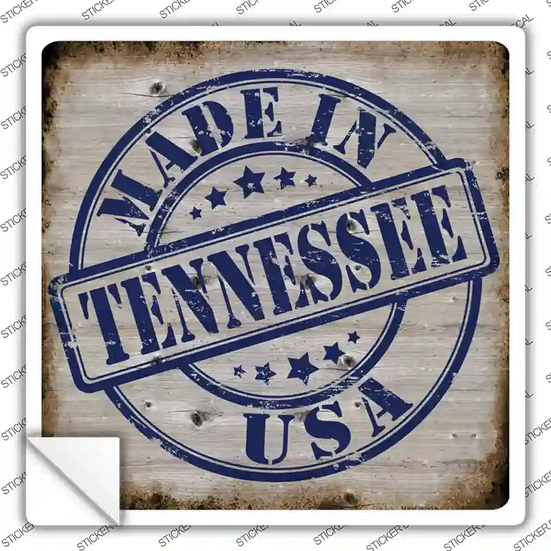 Tennessee Stamp On Wood Novelty Square Sticker Decal Small