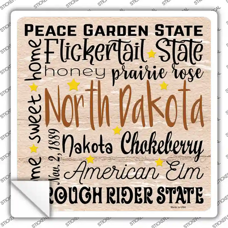 North Dakota Motto Novelty Square Sticker Decal Small