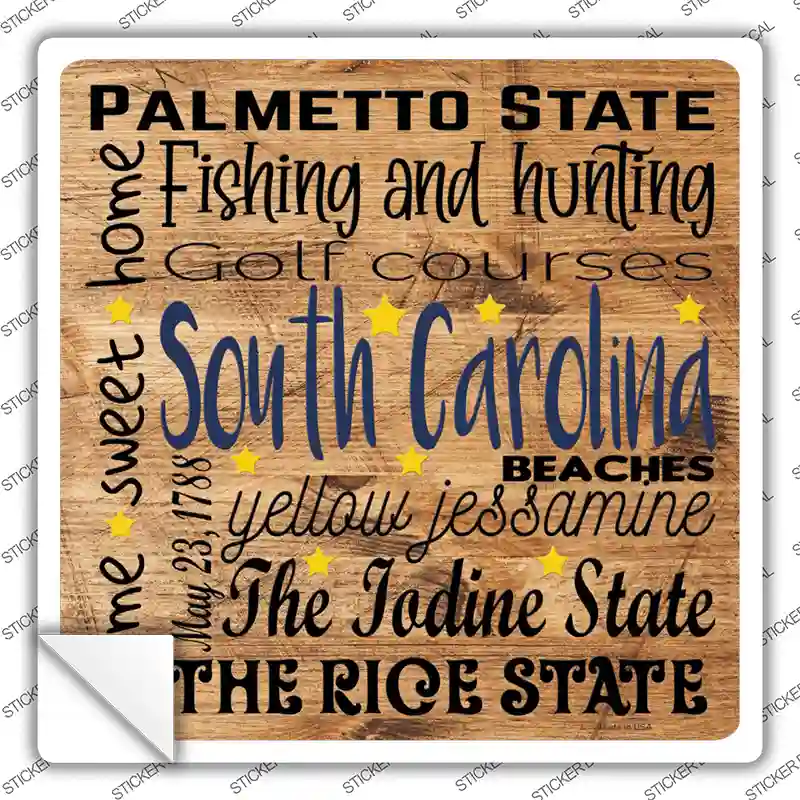 South Carolina Motto Novelty Square Sticker Decal Small