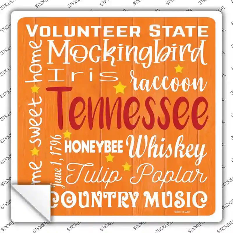 Tennessee Motto Novelty Square Sticker Decal Small