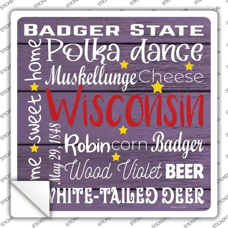 Wisconsin Motto Novelty Square Sticker Decal Small