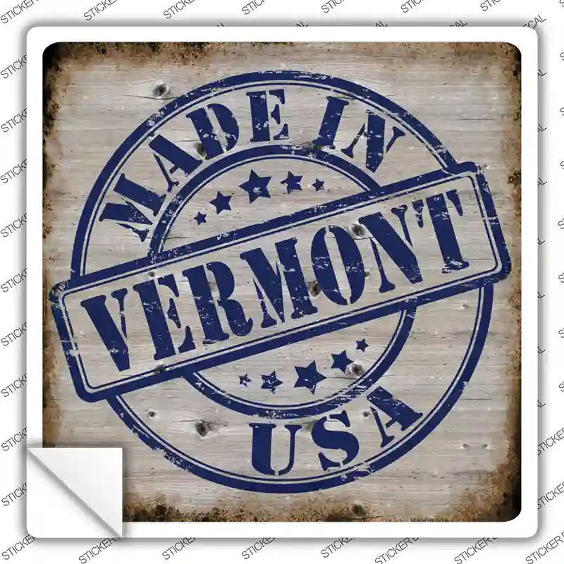 Vermont Stamp On Wood Novelty Square Sticker Decal Small