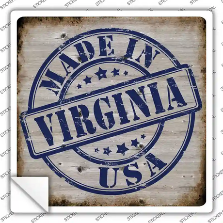 Virginia Stamp On Wood Novelty Square Sticker Decal Small