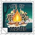 Lets Get Toasted Novelty Square Sticker Decal Small