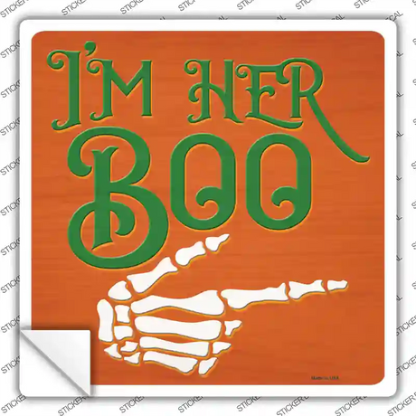 Im Her Boo Orange Novelty Square Sticker Decal Small