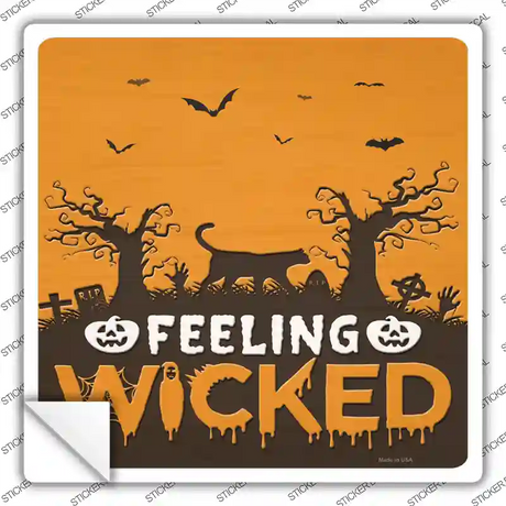 Feeling Wicked Graveyard Novelty Square Sticker Decal Small