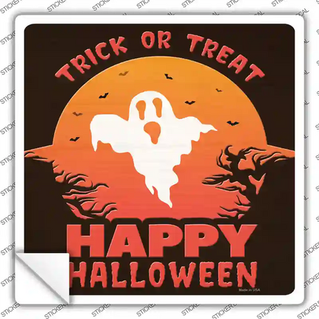 Trick or Treat Ghost Novelty Square Sticker Decal Small