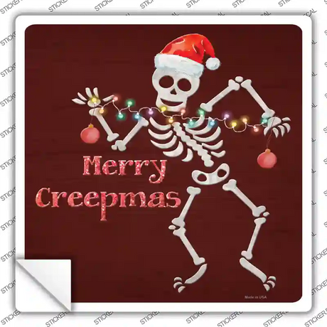 Merry Creepmas Novelty Square Sticker Decal Small