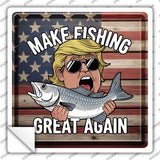 Make Fishing Great Again Novelty Square Sticker Decal SQ-1655s