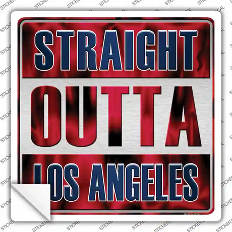 Straight Outta Los Angeles Blue Red Novelty Square Sticker Decal Small