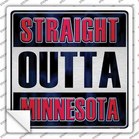 Straight Outta Minnesota Red Novelty Square Sticker Decal Small