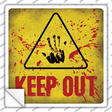 Keep Out Triangle With Handprint and Blood Novelty Square Sticker Decal Small