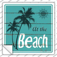 At The Beach Novelty Square Sticker Decal Small