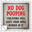 No Dog Pooping Novelty Square Sticker Decal Small