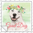 White Staffordshire Terrier Good Dog Novelty Square Sticker Decal Small