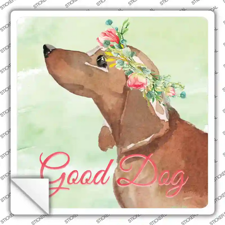 Dachshund Good Dog Novelty Square Sticker Decal Small