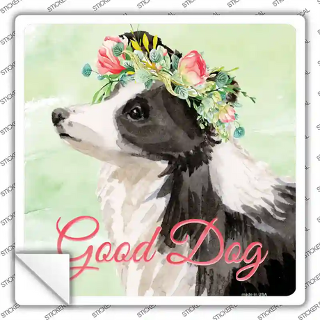 Border Collie Good Dog Novelty Square Sticker Decal Small