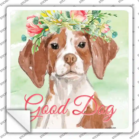 Brittany Good Dog Novelty Square Sticker Decal Small