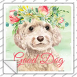 White Cockapoo Good Dog Novelty Square Sticker Decal Small