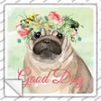 Pug Good Dog Novelty Square Sticker Decal Small