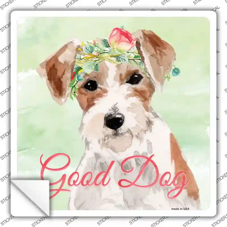 Jack Russell Good Dog Novelty Square Sticker Decal Small