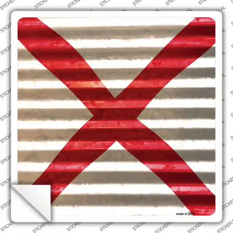 Alabama Flag Corrugated Effect Novelty Square Sticker Decal Small