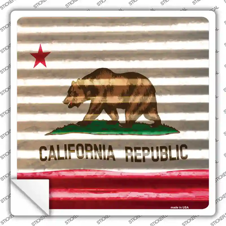 California Flag Corrugated Effect Novelty Square Sticker Decal Small