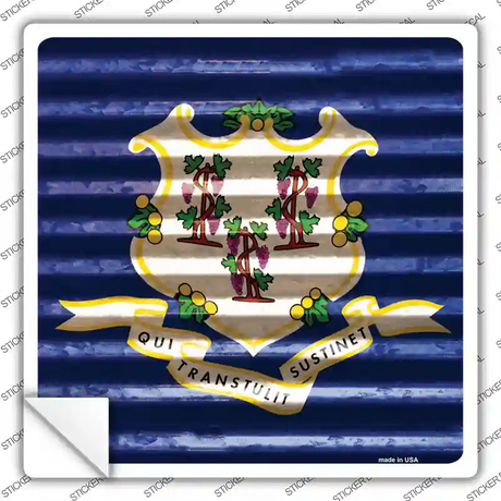 Connecticut Flag Corrugated Effect Novelty Square Sticker Decal Small