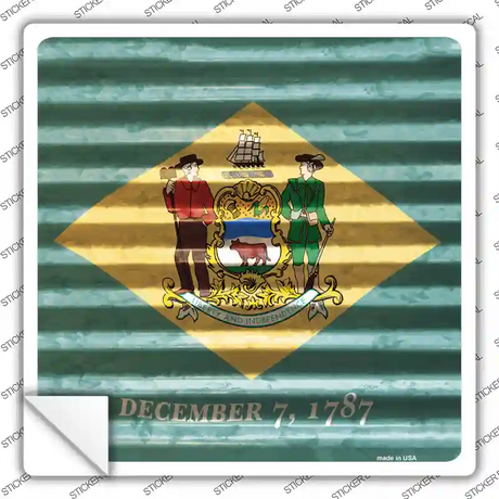 Delaware Flag Corrugated Effect Novelty Square Sticker Decal