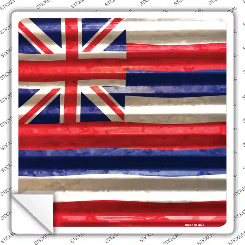 Hawaii Flag Corrugated Effect Novelty Square Sticker Decal Small