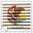 Illinois Flag Corrugated Effect Novelty Square Sticker Decal Small