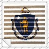 Massachusetts Flag Corrugated Effect Novelty Square Sticker Decal Small