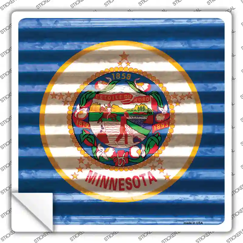 Minnesota Flag Corrugated Effect Novelty Square Sticker Decal Small