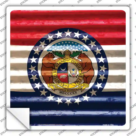 Missouri Flag Corrugated Effect Novelty Square Sticker Decal Small