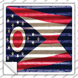 Ohio Flag Corrugated Effect Novelty Square Sticker Decal Small