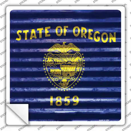 Oregon Flag Corrugated Effect Novelty Square Sticker Decal Small