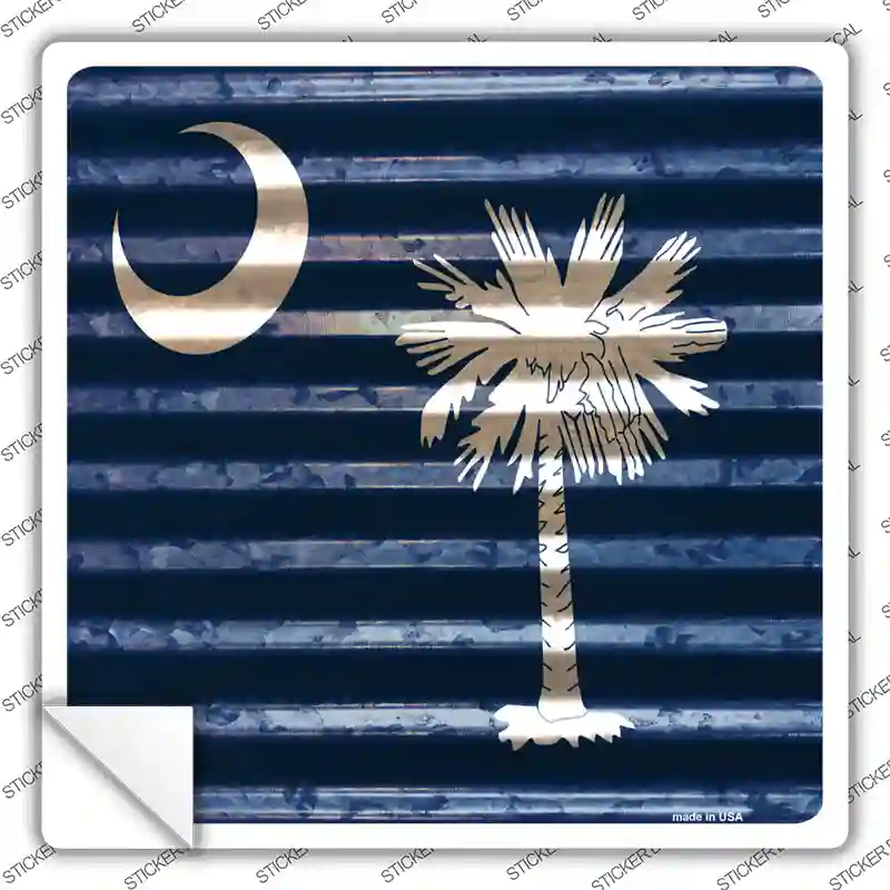 South Carolina Flag Corrugated Effect Novelty Square Sticker Decal Small