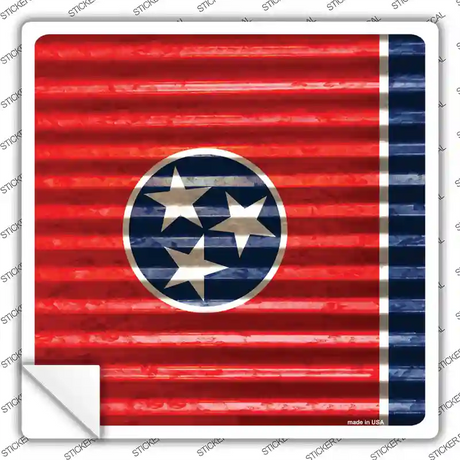 Tennessee Flag Corrugated Effect Novelty Square Sticker Decal Small