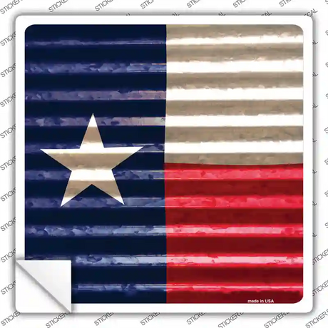 Texas Flag Corrugated Effect Novelty Square Sticker Decal Small