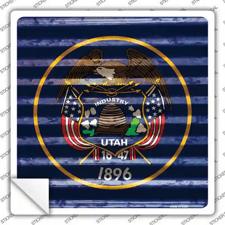 Utah Flag Corrugated Effect Novelty Square Sticker Decal Small